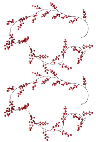 Weihnachtsgirlande, rote Beeren, Weinrebe, Innendekoration, Weihnachtsgirlande für Treppengeländer – für drinnen und draußen, Kamin, Mantel, Fenster, Tür, Treppe, Baum, Garten, Hof, Wohnzimmer