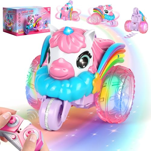 TODARRUN Unicorn Remote Control Stunt Car for Kid Girls Age 3 4 5 6 7 Year+