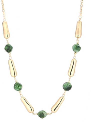 Dazylleco Kette Gold Damen Lange Perlenkette Statement Lang mit Stein Perlen Geschenke für Frauen Gold Modeschmuck