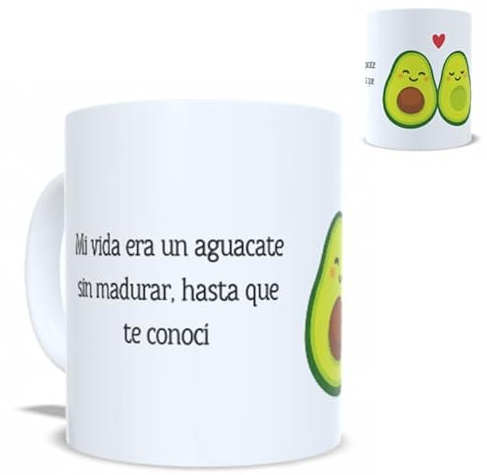 Tazas para Novios | Tazas de Cerámica Originales para Regalar San Valentín | Regalos Originales para Parejas, Novio y Novia (Mi vida era un aguacate novios)