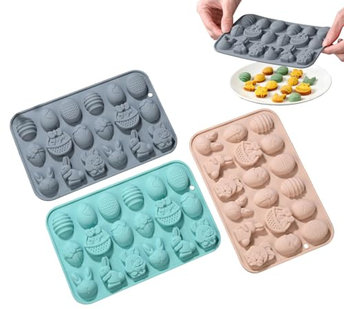 Moldes de Chocolate para Pascua - 3 Piezas Seguras Resistentes Al Calor Antiadherentes | Molde De Silicona Para Gelatina Y Chocolate,para Cupcakes Arcilla Manualidades Fondant Caramelos Azúcar