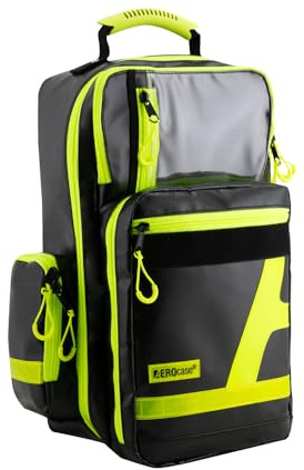AEROcase Pro1R PL1C Notfallrucksack leer Schwarz - Rucksack aus robuster Plane, 5 Modultaschen, ausklappbare Front, 36 x 47 x 26 cm - Rettungsdienst Rucksack, Erste Hilfe Rucksack, Sanitätsrucksack