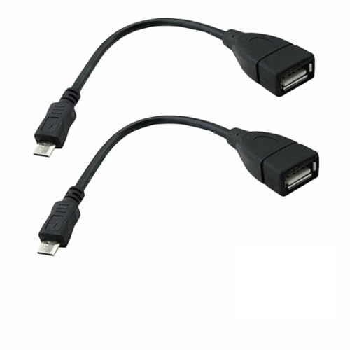 EL MOCHUELITO Cable OTG Micro USB a USB A Hembra, Negro, 11 cm, Pack 2 Unidades, Macho a Hembra, para Smartphones y Tablets Android