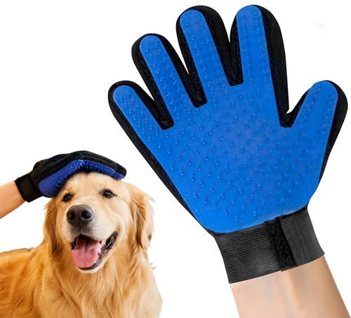 Haustier Fellpflegehandschuh 1 Paar mit Weichem Silikon, Sanfte Enthaarung und effiziente Massage für Hunde & Katzen (Langhaar/Kurzhaar), auch fürs Baden, waschbar Tierhaarentferner Handschuh
