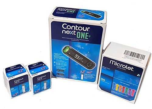 Contour next One - Kit misuratore di glicemia + Contour Next Strisce Reattive per Glicemia x 100 Pezzi + Lancette Microlet 200 unità