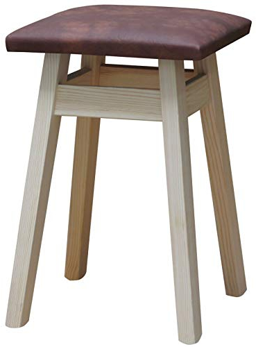 k koma SCHEMEL Kiefer LACKIERT MIT POLSTERUNG Kiefer Holz HOCKER (Ökoleder Braun)