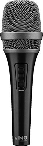 IMG STAGELINE DM-9S dynamisches Mikrofon für Bühne und Gesang, Sprach-Verstärker mit Supernieren-Charakteristik, Hand-Mikro inklusive Mikrofon-Halter, in Schwarz