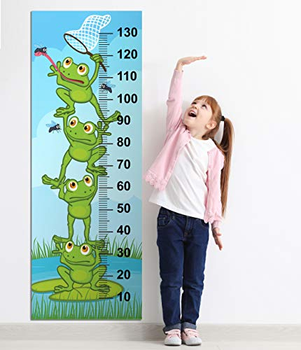 MEGADECOR DECORATE YOUR HOME Medidor de Altura Infantil, Impreso en PVC 5mm Grosor, 50cm x 140cm con Ranas Cazando Moscas