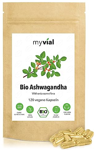 Bio Ashwagandha Kapseln 120 Stück hochdosiert vegan ohne Zusätze plastikfrei verpackt - Indische Schlafbeere in Bester Bio Qualität - rein pflanzlich & laborgeprüfte Qualität