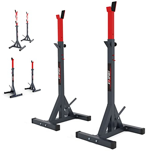 K-Sport: Squat Rack I verstärkte Langhantelablage bis 250 kg belastbar I Hantelablage zum effektiven Muskeltraining I höhenverstellbarer Hantelständer I Kniebeugenständer, inkl. E-Book