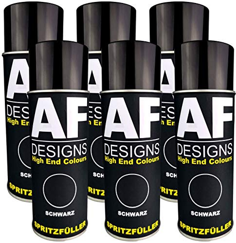 Alex Flittner Designs 6x Spritzfüller Spritzspachtel Spraydose schwarz | 1K Spritzspachtel/Spritzfüller mit ausgezeichneter Haftung und sehr hoher Füllkraft