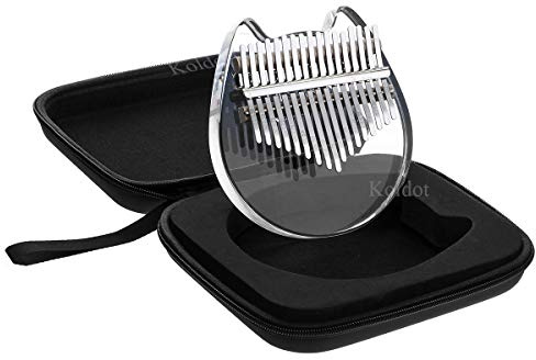 Koldot Clear Kalimba 17 Keys Engraved With Notes Cat Shaped Thumb Piano Solid Finger Piano Clear Body Cute Crystal Acrylic Kalimba With Tuning Hammer Hard Case Gifts