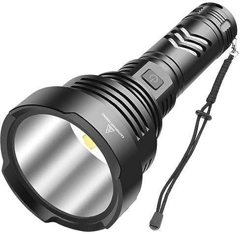 WholeFire LED Taschenlampe Extrem Hell 100000 Lumens, XHP90 USB Aufladbar Taschenlampen, 5 Modi Taktisch Polizei Militär IP65 Wasserdicht Taschenlampe Draussen Suchscheinwerfer Set mit Akku