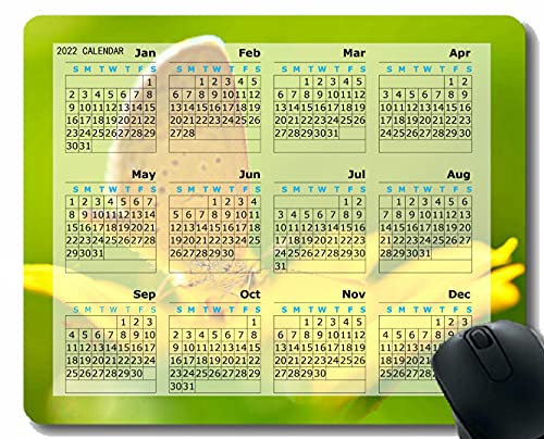 YENDOSTEEN 2023 Kalender Mauspad, Schmetterlingsblume fliegen Helle Farbe Licht Desktop Notebook Maus Matte für Arbeit und Spielen
