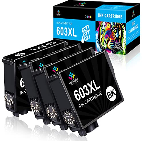 LeciRoba 603xl druckerpatronen Ersatz für epson 603xl Multipack und epson druckerpatronen 603 für Epson XP 2100 XP 2150 XP 3100 XP 3150 XP 4100 XP 4150 Workforce WF 2810 WF2820 WF 2840 WF 2870 (4BK)