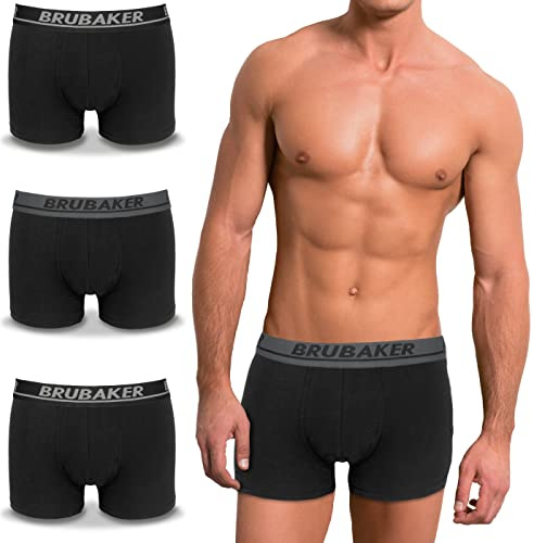 BRUBAKER Boxers pour Hommes - Pack de 4 Shorts Rétro - Hipster Boxer Caleçon avec Ceinture élastique - Confortable et Respirant - sous-Vêtements pour Hommes en Coton et Lycra®