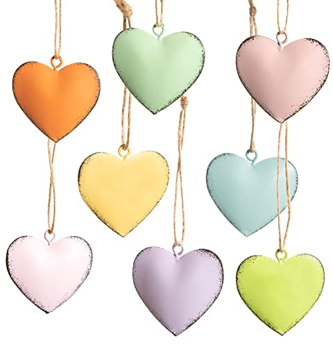 8 Herzanhänger Metall bunt 3,5 cm – Valentinsgeschenk | Metallherz Anhänger Muttertag