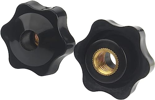Sternknopf-Rändelschrauben, Sterngriffmuttern – 10 Stück Klemmschraube, Kunststoff-Rändelknopf, Durchgangsloch, Kupferkern, Innengewinde, Sechskant-Handgriffe, M5, M6, M8, M10 (Color : Black, Size :