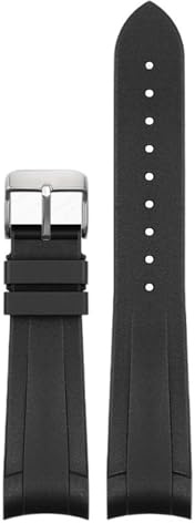 NRYCR Gummi-Armband für Tudor Black Bay GMT Uhrenarmband, gebogenes Ende, Faltschließe, Schwarz, Blau, Rot, 22 mm Armband, 22 mm, Achat