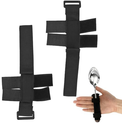 Soporte Ajustable para Cuchara, Tenedor, Utensilio, Correa para Adultos Mayores, Soporte para Cubiertos, Asistencia para Comer, Soporte Adaptable para Utensilios, 2 Uds