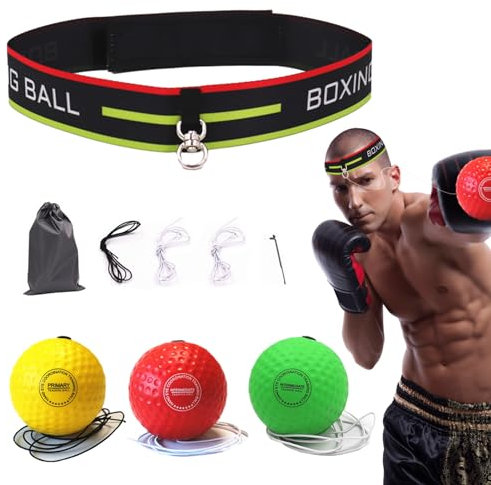 Poupangke Boxball-Stirnband, elastischer Boxball aus Moosgummi, multifunktional, reaktionsschnelle Trainingshilfen, verstellbares Box-Trainingszubehör für Anfänger, Fortgeschrittene, Boxer