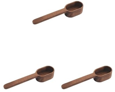 3 Set Classic Wood Coffee Measuring Scoop Spoon Tablespoon Baking Utensil Kitchen A, Black Wooden