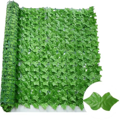 Siepe artificiale da 100/300 cm, recinzione verde con foglie di edera finta, recinzione per la privacy, per esterni, casa, giardino, balcone, decorazione, color edera chiara, 50 x 100 cm