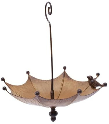 Gralara Ombrello Mangiatoia per Uccelli Decorazione da Giardino Appeso Vassoio per Acqua da Bagno per Uccelli Premium, Ciotola per Cibo per Uccelli in Metallo