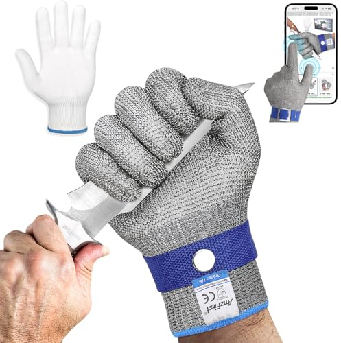 AmzFirst Cut Resistant Glove Food Grade, Stainless Steel Mesh Metal Knife Cutting Glove for Butcher Oyster Shucking Kitchen Mandoline Chef Slicing Fish Fillet(Size: 10/X-Large)
