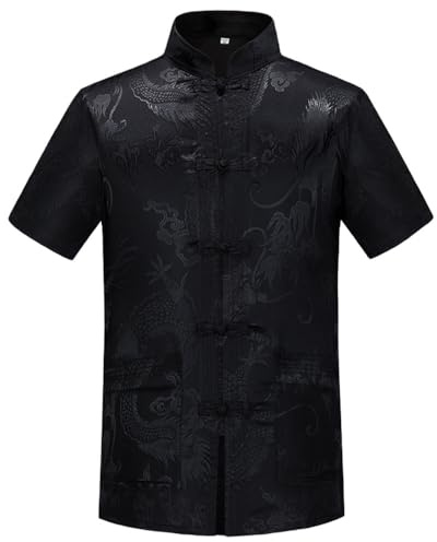 Kung Fu Tops Uniform Tang Men Chinese New Year Outfit Lunar Hanfu Black