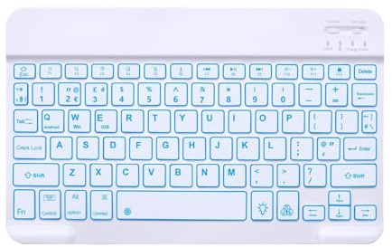 IVEOPPE Wireless Bluetooth Backlit Keyboard for Tablet-White Keyboard