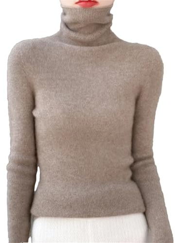 Maglione da donna a collo alto 100% lana merino a maniche lunghe, M