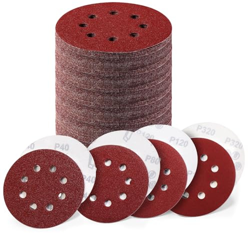 Blendura schleifpapier 125mm, schleifpapier klett P40/P80/P120/P320, rötlichbraun