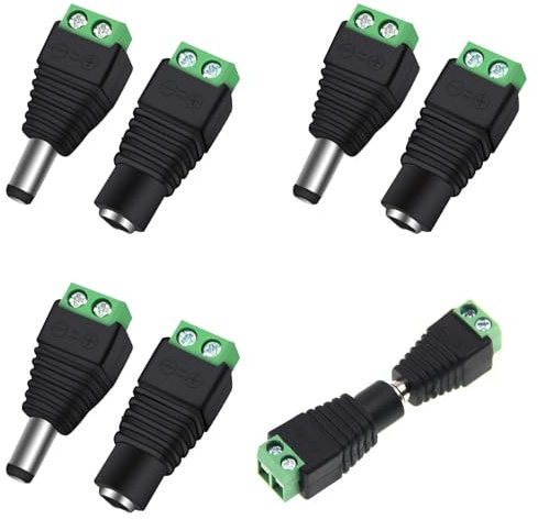 Cerioll Connettori DC 12V, DC Connettore Di Alimentazione Maschio Femmina, 8Pcs Spina Connettore Di Alimentazione, Jack Adattatore