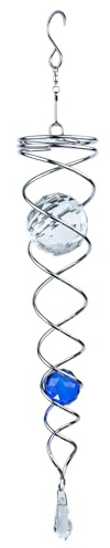 NPBIYOYG 9 inch Gazing Ball Spiral Tail - Stainless Steel Wind Spinner Stabilizer - Decorative Wind Spinner with Hanging Swivel Hook and Glass Gazing Ball for Yard Garden Decoration (Royal Blue)