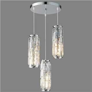 ZYBWL Lámpara colgante cromada isla de cocina, moderna lámpara colgante de cristal, altura regulable, E27, lámpara colgante para cocina, salón, dormitorio (cromo 3 luces)