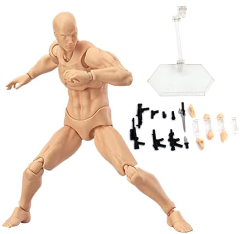 Leere Actionfigur, 5.9inch PVC Gesten poable männliche Actionfigur mit Standunterstützung ＆ Accessoires, Künstler Manikin Actionfigur, Zeichnen von Schaufensterpuppen für Künstler, die skizzieren, ma