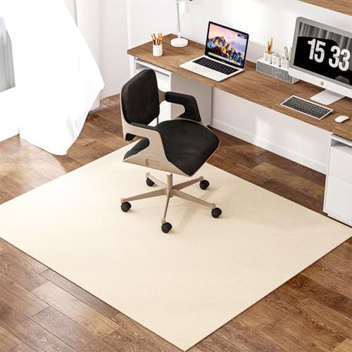 EXZFW Bodenschutzmatte Teppich, Unterlage Schreibtischstuhl, BüRostuhl Unterlage, Teppich FüR BüRostuhl, BüRostuhlmatte, Bodenschutzmatte BüRostuhl Schreibtischstuhl Unterlage,Beige weiß,60x90cm