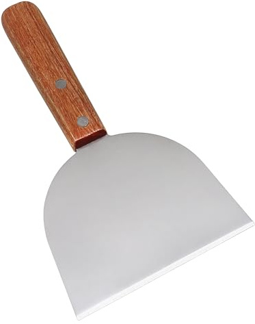 Grillskrapa, GRIDDLE SCRAPER - Rostfritt stål stekspade - grillskrapa avfasad med trägrepp för utomhus matlagning grillande picknick BBQ