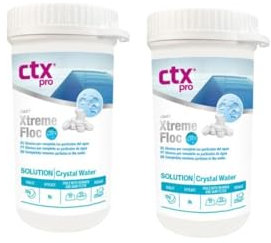 CTX-37 Xtreme Floc | Pack de 2 | Floculante y Coagulante en Tabletas de 20g | 5 tabletas en cada bote | Alta Eficacia | Mejora Filtración y Claridad del Agua | Uso NO Profesional