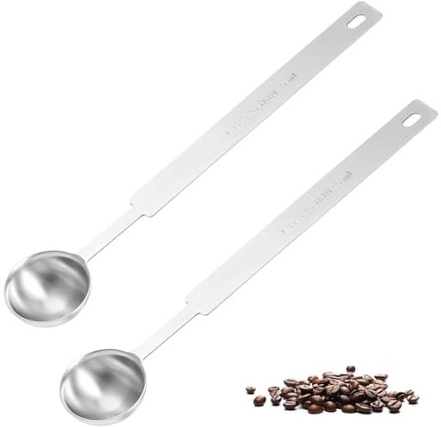 2 Pcs Measuring Spoons, Long Handle Teaspoon Measuring Spoons Stainless Steel, Teaspoons 5ml, Coffee Scoop, Dry Liquid Ingredient Measur Spoon, for Families Bakeries Beans Milk Powder Flour Seasoning