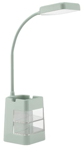Lightbox LED accu lampe de table, 280 lumens, 5000 kelvins, hauteur 50 cm, variateur d'intensité en 3 étapes, bras flexible, variateur tactile, rechargeable par USB, tiroirs dans la base, vert menthe,