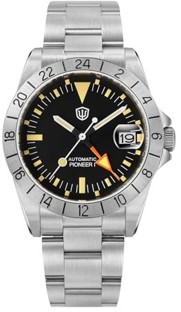 watchdives GMT Uhren für Herren, WD16570 Taucheruhr mit Zwei Zeitzonen, NH34 Automatik-Armbanduhr, Saphirglas, 100 m wasserdicht