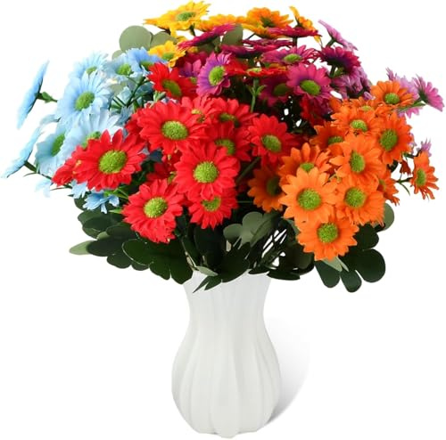 Astralong Flores Artificiales con Jarrones, Ramos Artificiales en Jarrón, Florero con Flores Artificiales, Plantas Falsas Decoración de Mesa para Hogar, Oficina, Salón, Granja, Café