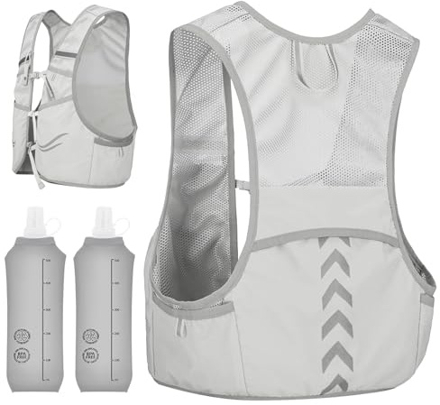 Gilet da corsa per donne e uomini, gilet da corsa da donna e uomo con 2 borracce morbide da 500ml, zaino da idratazione per la corsa, per corse, ciclismo, sentieri, maratone, jogging