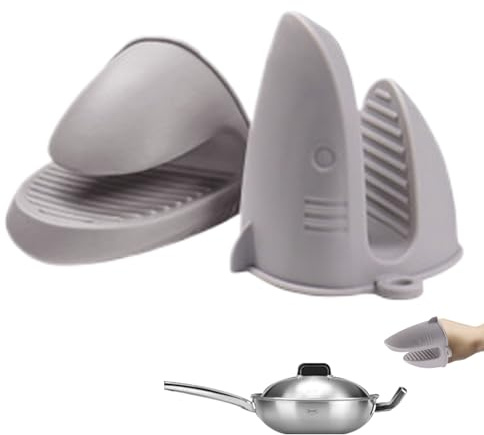 Guanti da forno da cucina - Presina in silicone a forma di squalo, guanto da microonde resistente al calore con impugnatura antiscivolo, strumento di cottura con protezione per le dita, ideale per gri