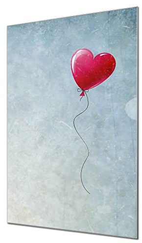 banjado Glas Magnettafel (40 x 60cm) - Magnetwand Glas - Magnetpinnwand als Memoboard - Pinnwand Magnettafel Küche, Büro, Kinderzimmer - Herzballon