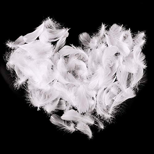 Suneast 300 Stücke Federn Dekoration Natürliche Gänsefedern Weiche Crafts Feather Indianer Federn für Traumfänger Basteln, Kostüme Hüte Schmuck Deko, DIY Ohrring - Weiß, 5-8cm