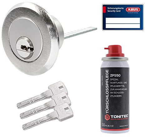 ToniTec Set aus Abus Bravus 2000 MX Türschloss mit Sicherheitskarte modular Schließzylinder gleichschließend N&G inkl. 3 Schlüssel und ToniTec Pflegespray - Außenzylinder