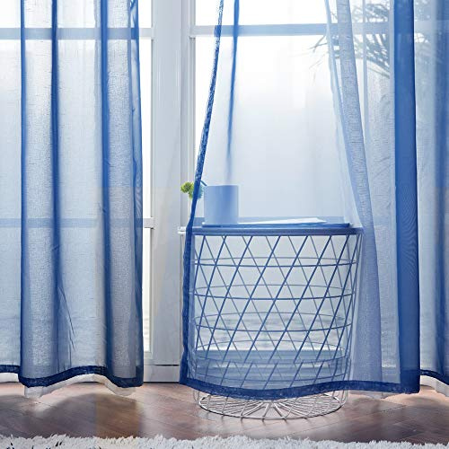 MIULEE Tende Trasparenti Con Occhielli Morbidi Finestre per Salotto Eleganti Soggiorno per Camera da Letto e Tende Cameretta Bambini 2 Pannelli 140x280cm Blu